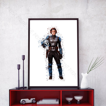 Star Wars 'BO KATAN KRYZE' Watercolour Splash Wall Art Print