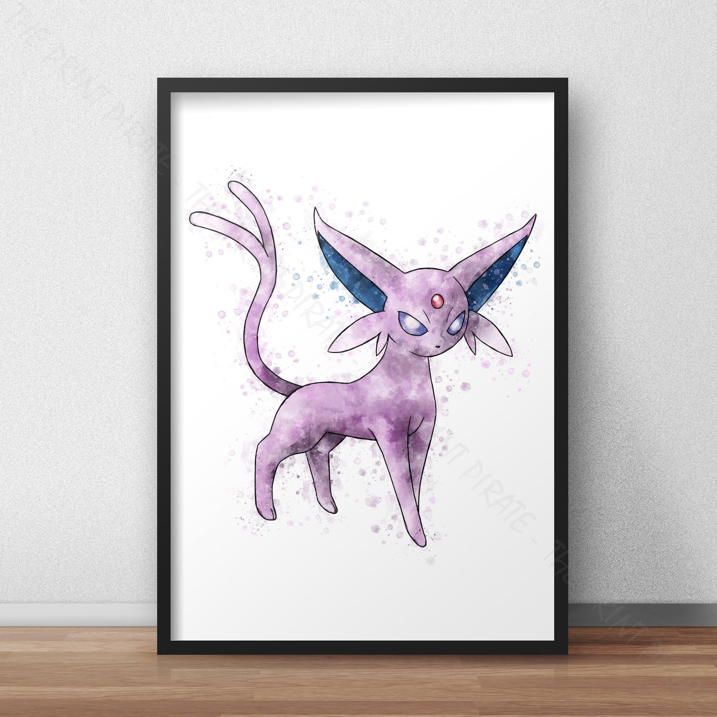 Pokemon 'ESPEON' Watercolour Splash Wall Art Print