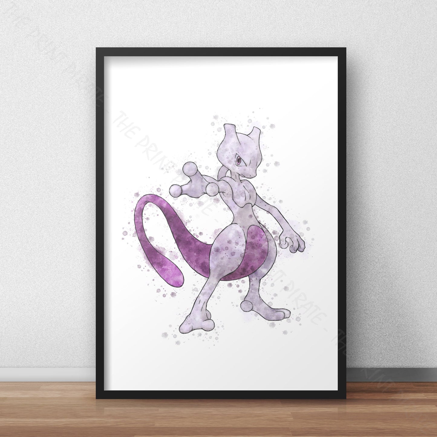 Mewtwo Watercolor Art Print, Pokemon, Nintendo