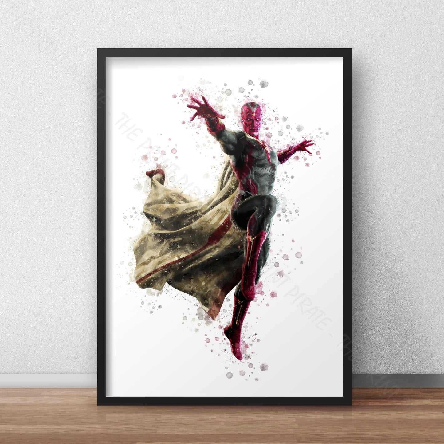 Superhero 'VISION' Marvel Watercolour Splash Wall Art Print