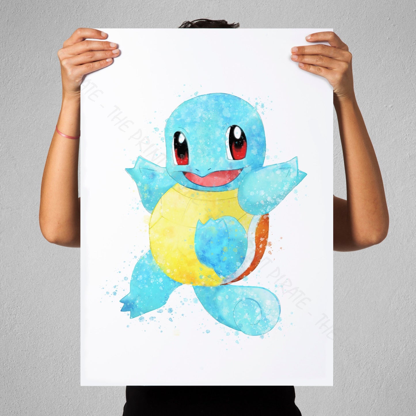 Pokemon 'SQUIRTLE' Watercolour Splash Wall Art Print