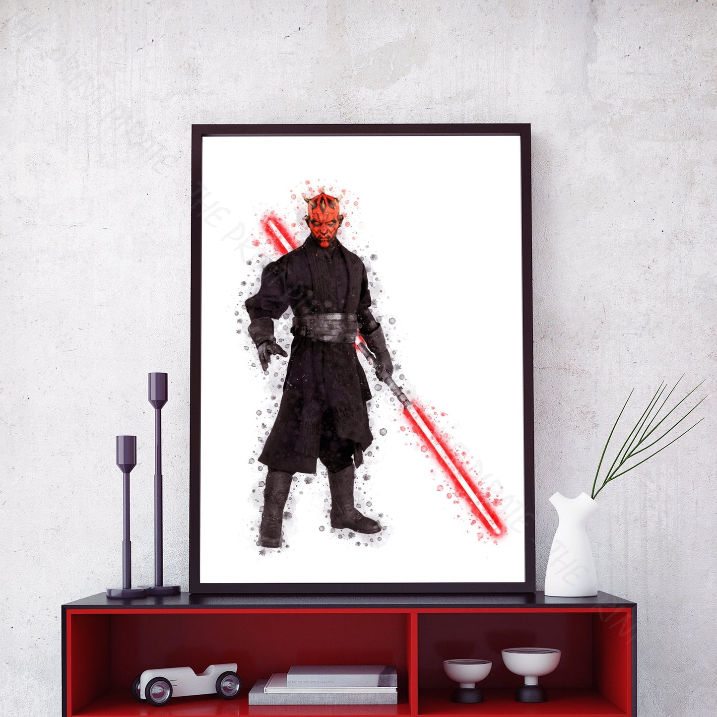 Star Wars 'DARTH MAUL' Watercolour Splash Wall Art Print