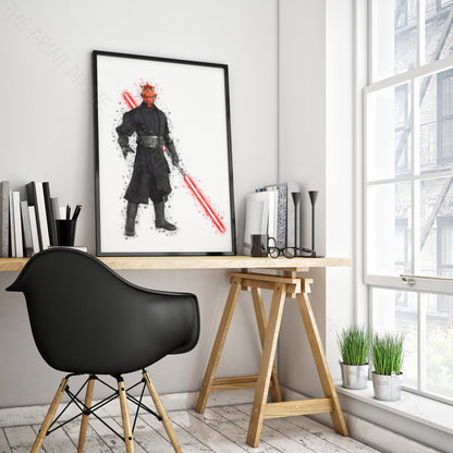 Star Wars 'DARTH MAUL' Watercolour Splash Wall Art Print