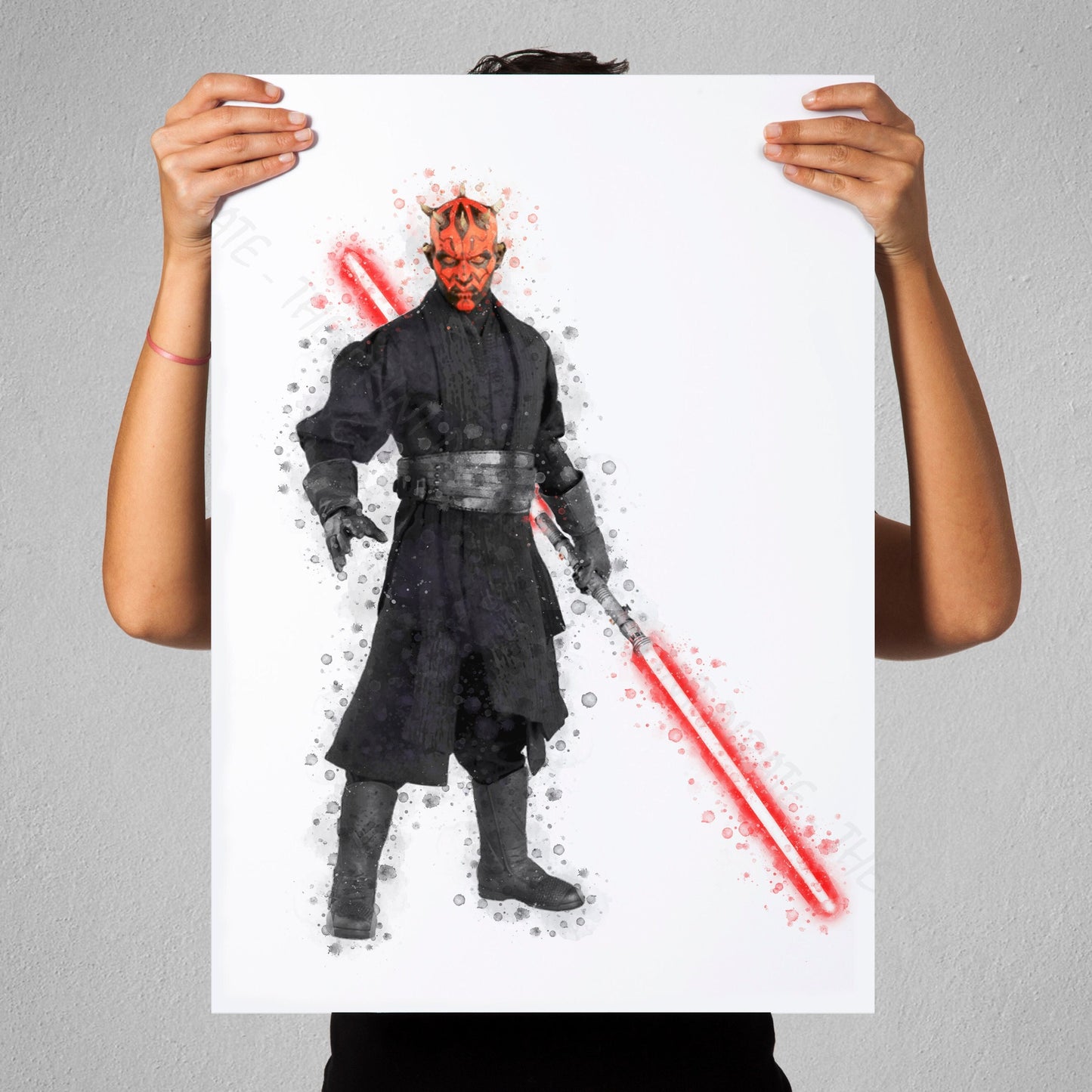 Star Wars 'DARTH MAUL' Watercolour Splash Wall Art Print