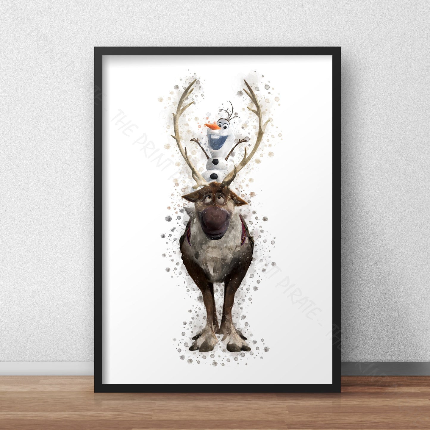 Disney 'SVEN AND OLAF' Frozen Watercolour Splash Wall Art Print