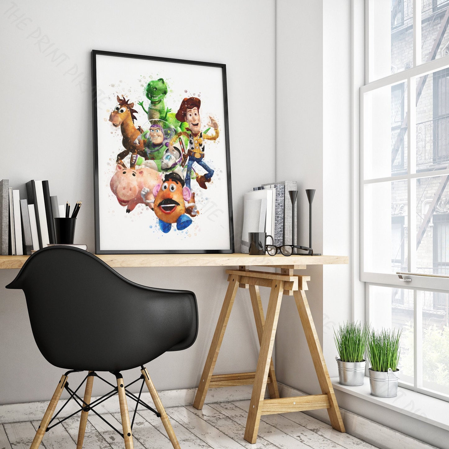 Disney Pixar 'ANDY'S TOYS' Toy Story Watercolour Splash Wall Art Print