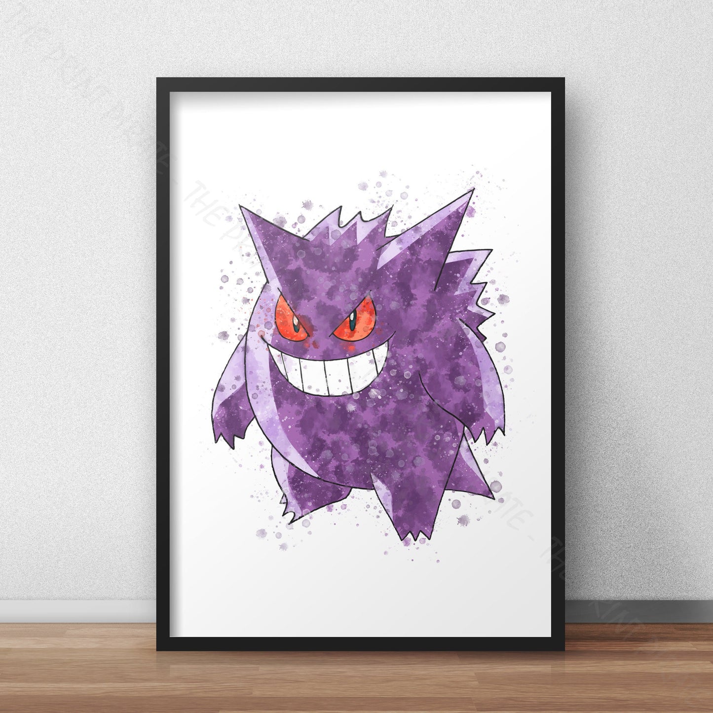 Pokemon 'GENGAR' Watercolour Splash Wall Art Print