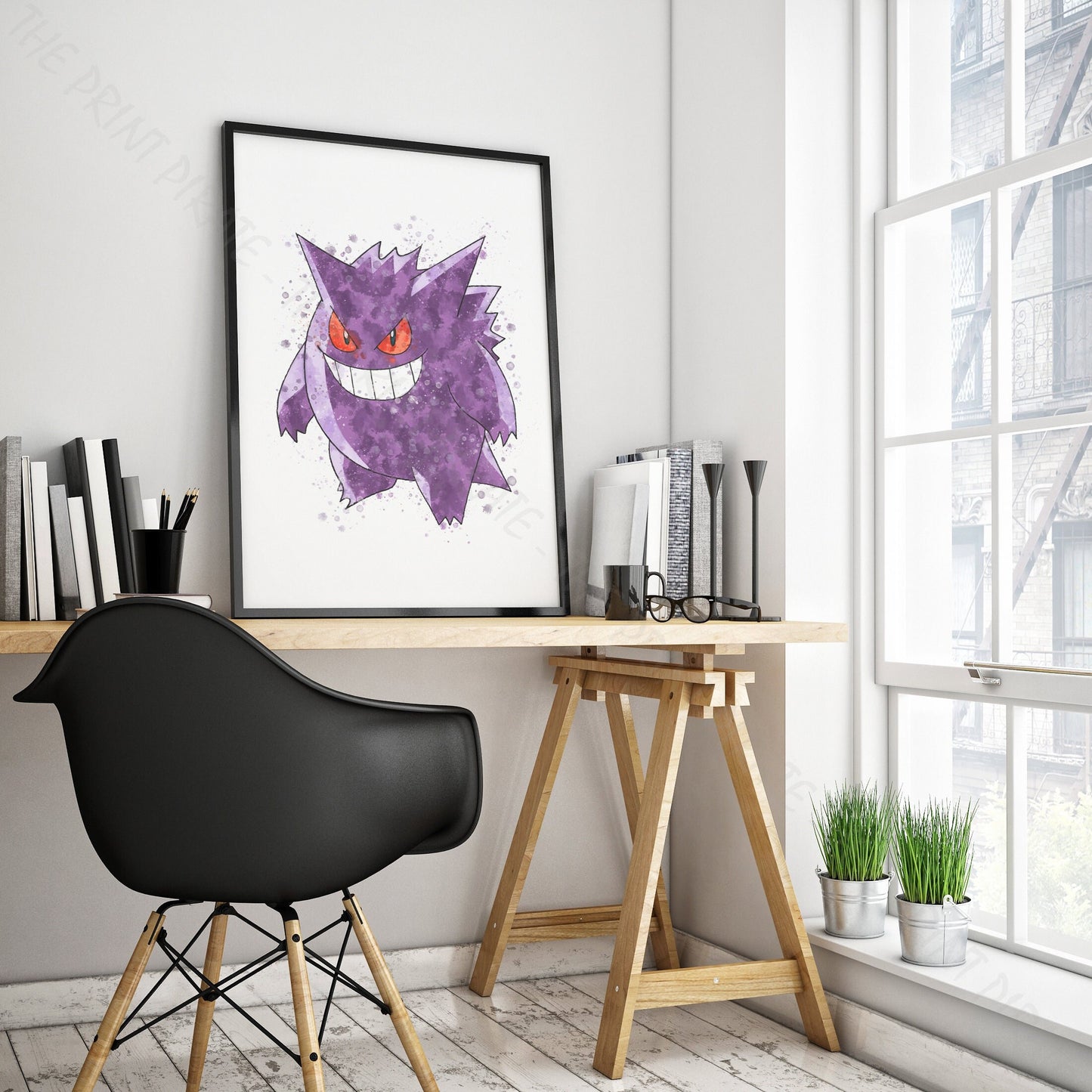 Pokemon 'GENGAR' Watercolour Splash Wall Art Print