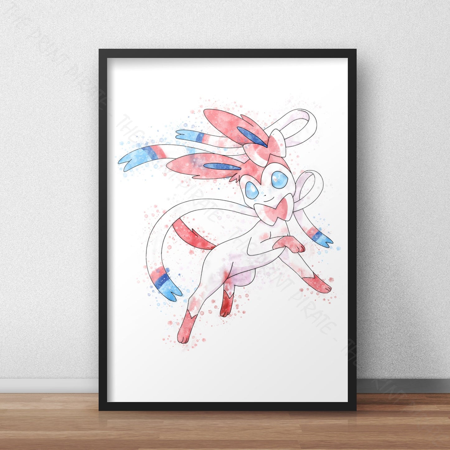 Pokemon 'SLYVEON' Watercolour Splash Wall Art Print