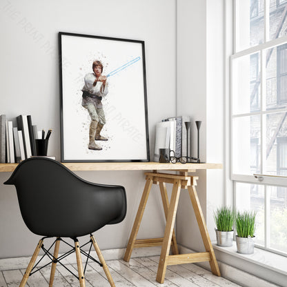 Star Wars 'LUKE SKYWALKER' Watercolour Splash Wall Art Print