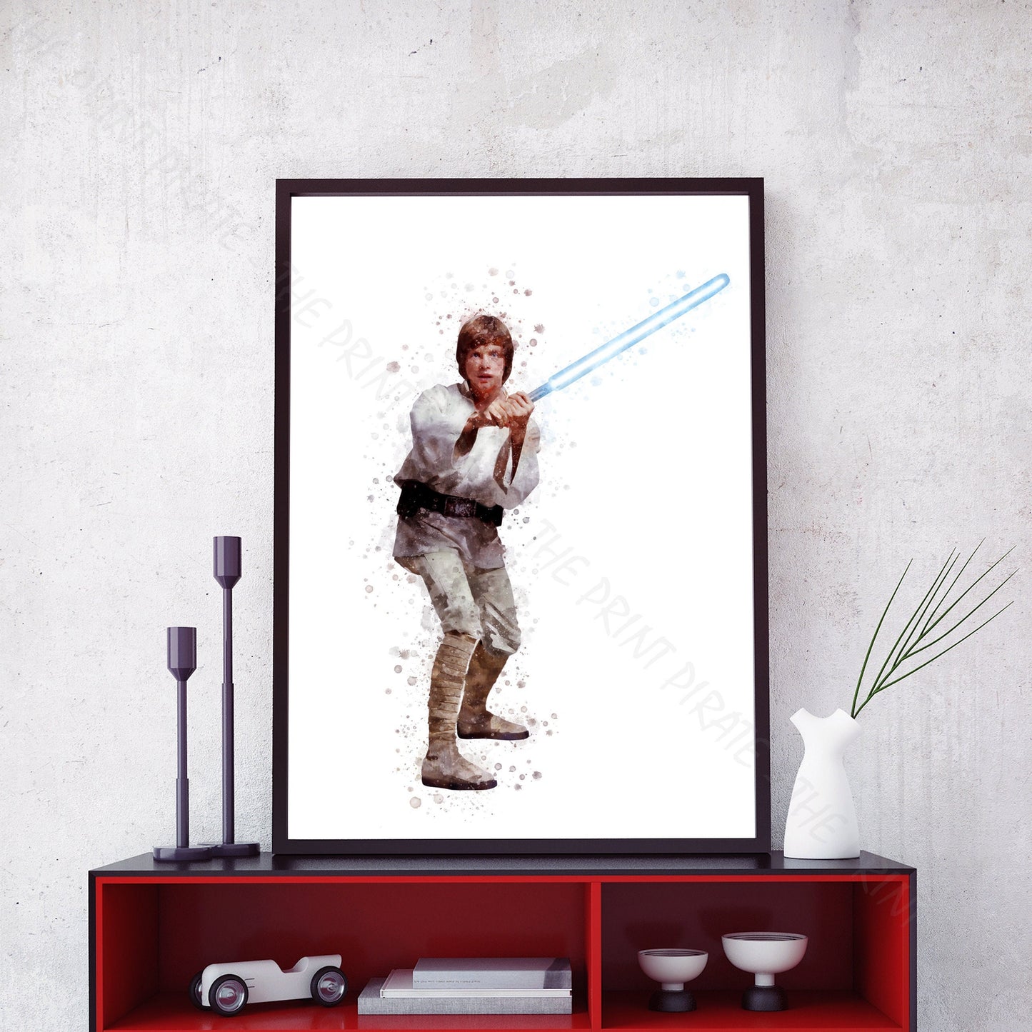 Star Wars 'LUKE SKYWALKER' Watercolour Splash Wall Art Print