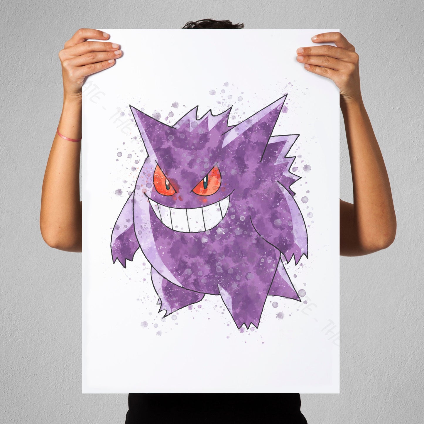 Pokemon 'GENGAR' Watercolour Splash Wall Art Print