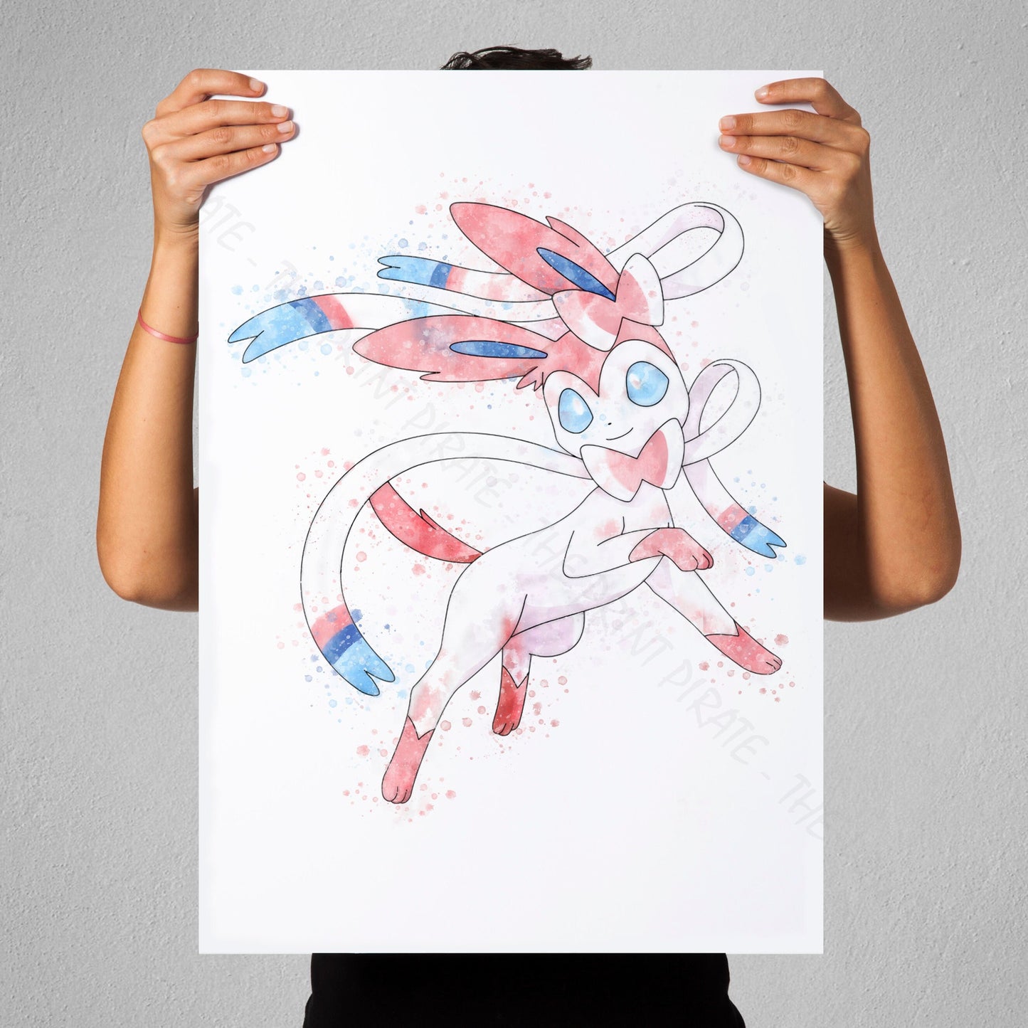 Pokemon 'SLYVEON' Watercolour Splash Wall Art Print