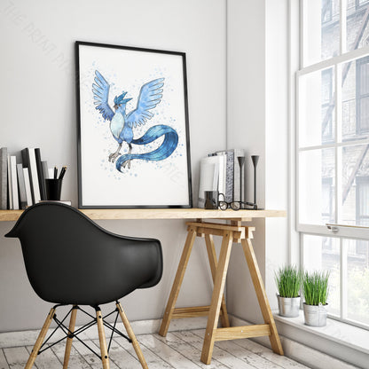 Pokemon 'ARTICUNO' Watercolour Splash Wall Art Print