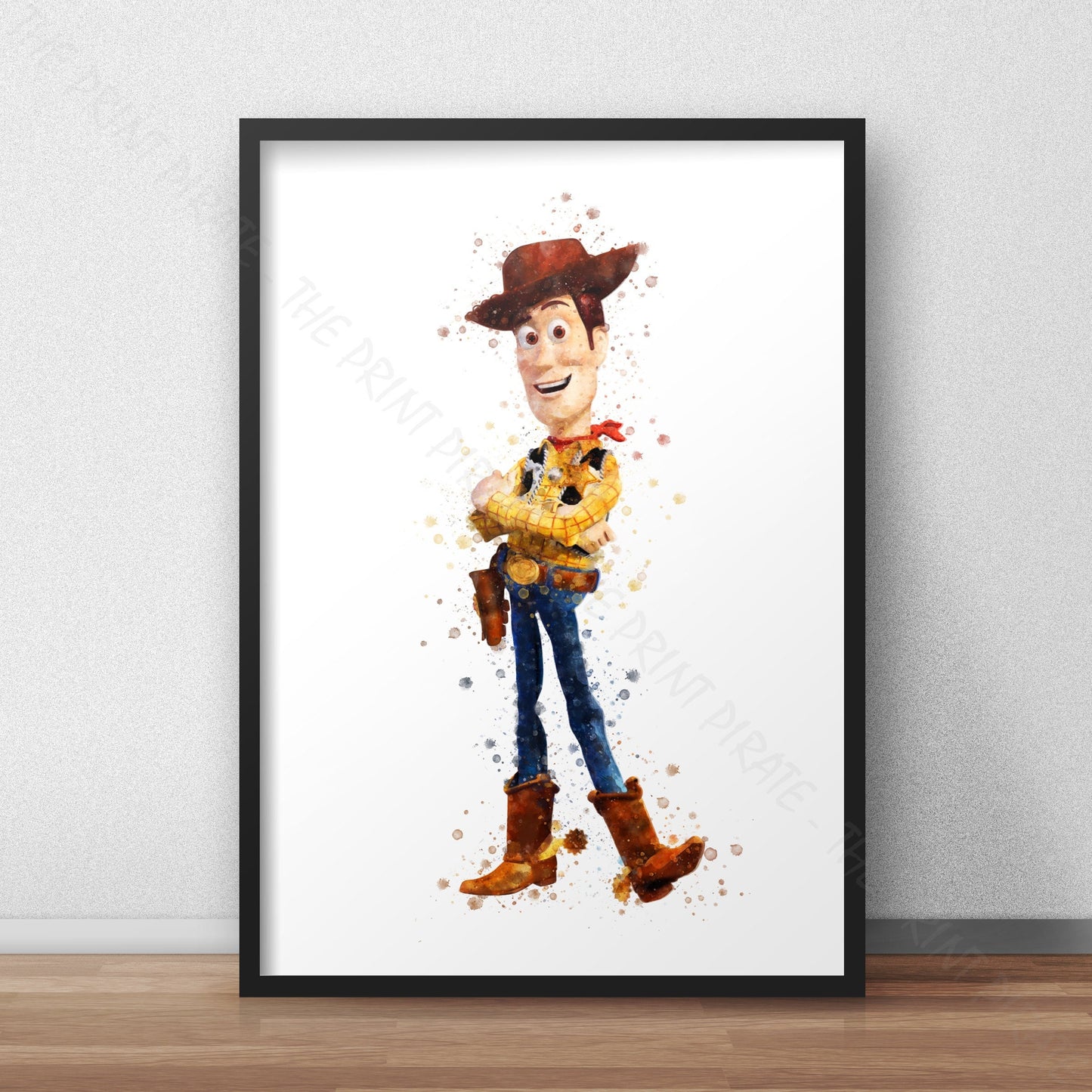 Disney Pixar 'COWBOY WOODY' Toy Story Watercolour Splash Wall Art Print