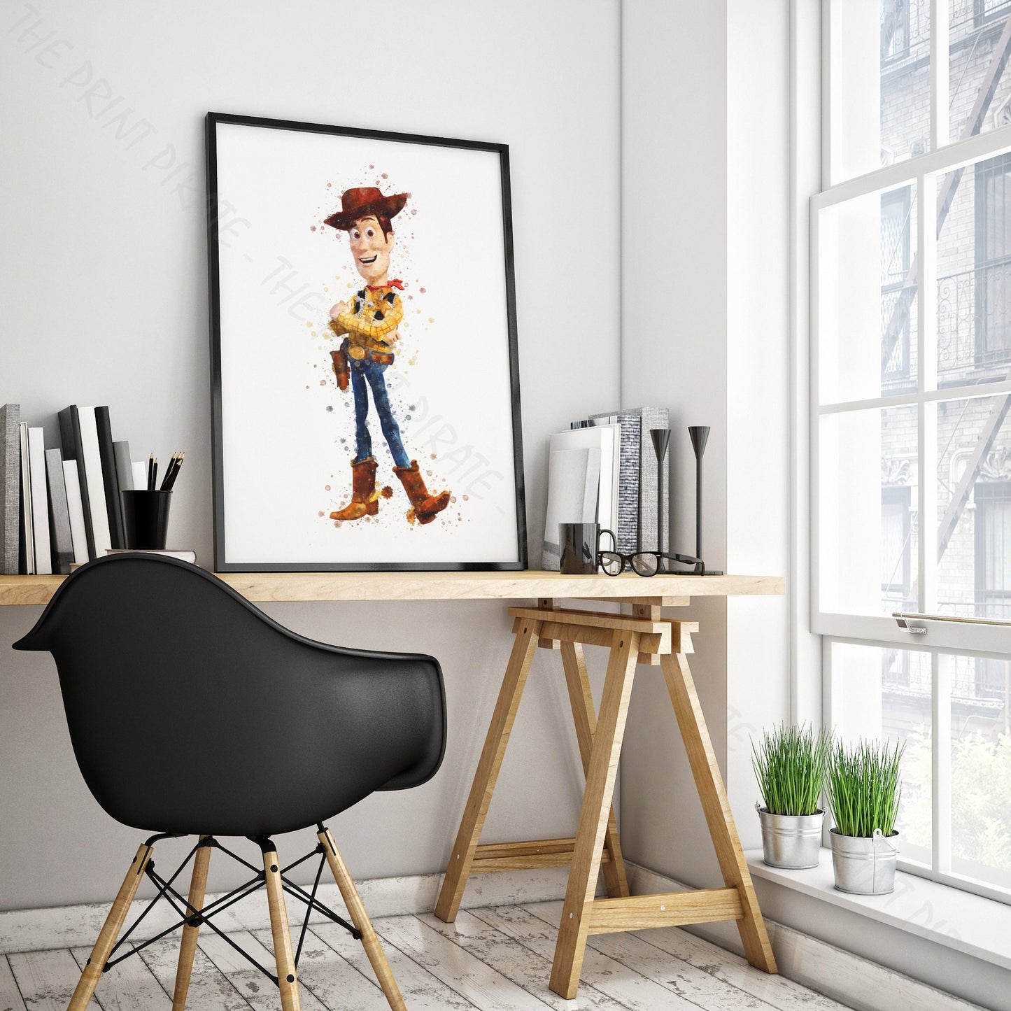 Disney Pixar 'COWBOY WOODY' Toy Story Watercolour Splash Wall Art Print