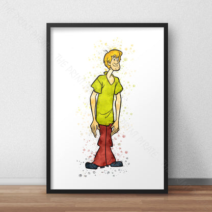 Scooby Doo 'SHAGGY' Watercolour Splash Wall Art Print