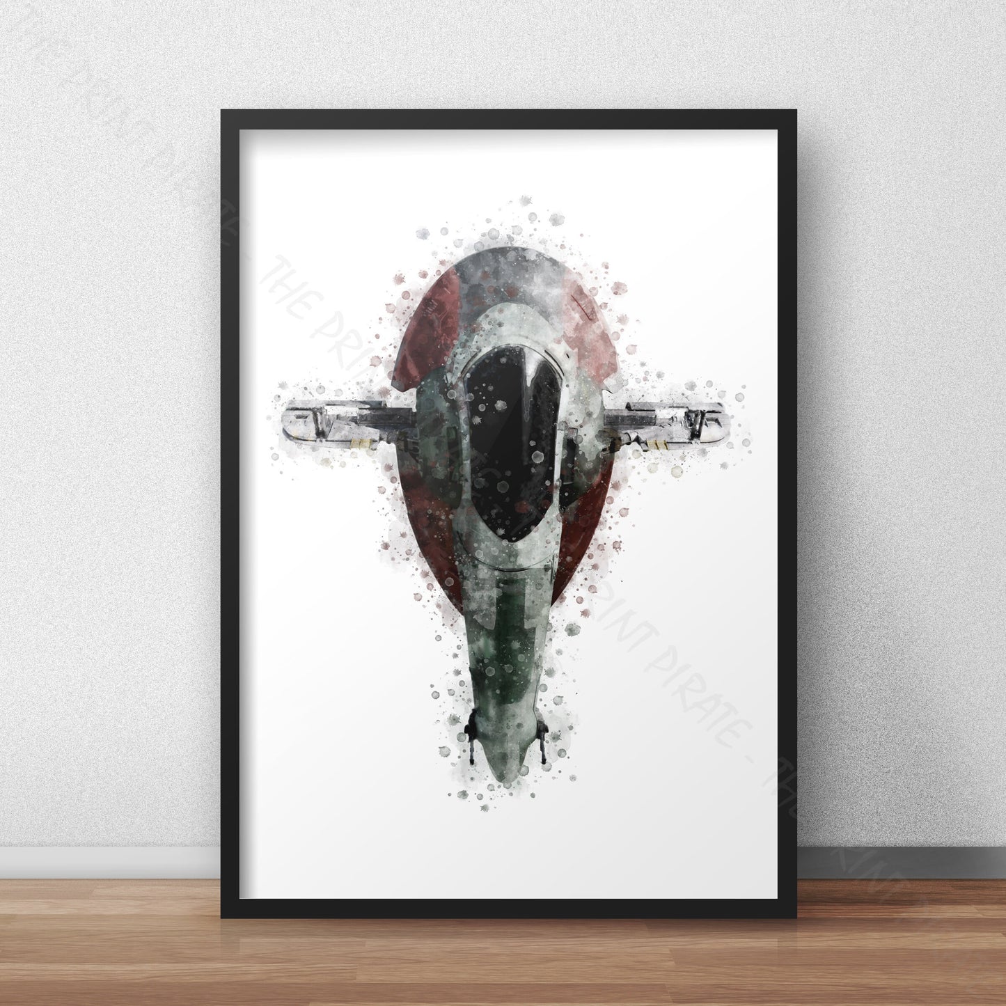 Star Wars Print 'BOBA FETT SHIP' Watercolour Splash Wall Art Print