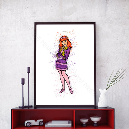 Scooby Doo 'DAPHNE' Watercolour Splash Wall Art Print