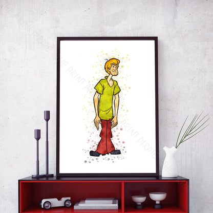 Scooby Doo 'SHAGGY' Watercolour Splash Wall Art Print