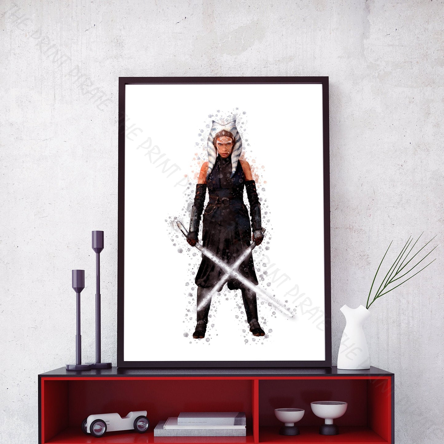 Star Wars 'AHSOKA TANO' Watercolour Splash Wall Art Print