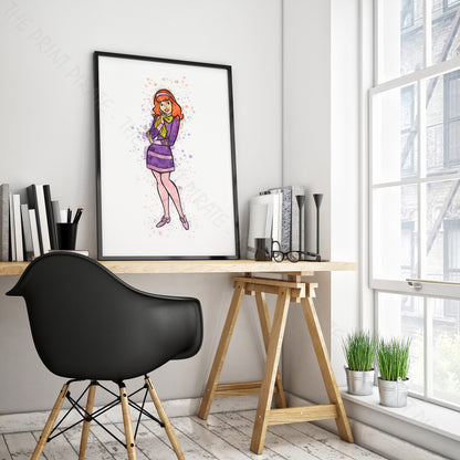 Scooby Doo 'DAPHNE' Watercolour Splash Wall Art Print