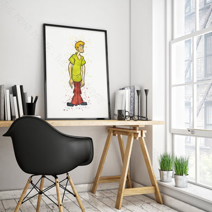 Scooby Doo 'SHAGGY' Watercolour Splash Wall Art Print