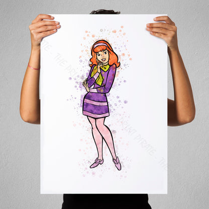 Scooby Doo 'DAPHNE' Watercolour Splash Wall Art Print