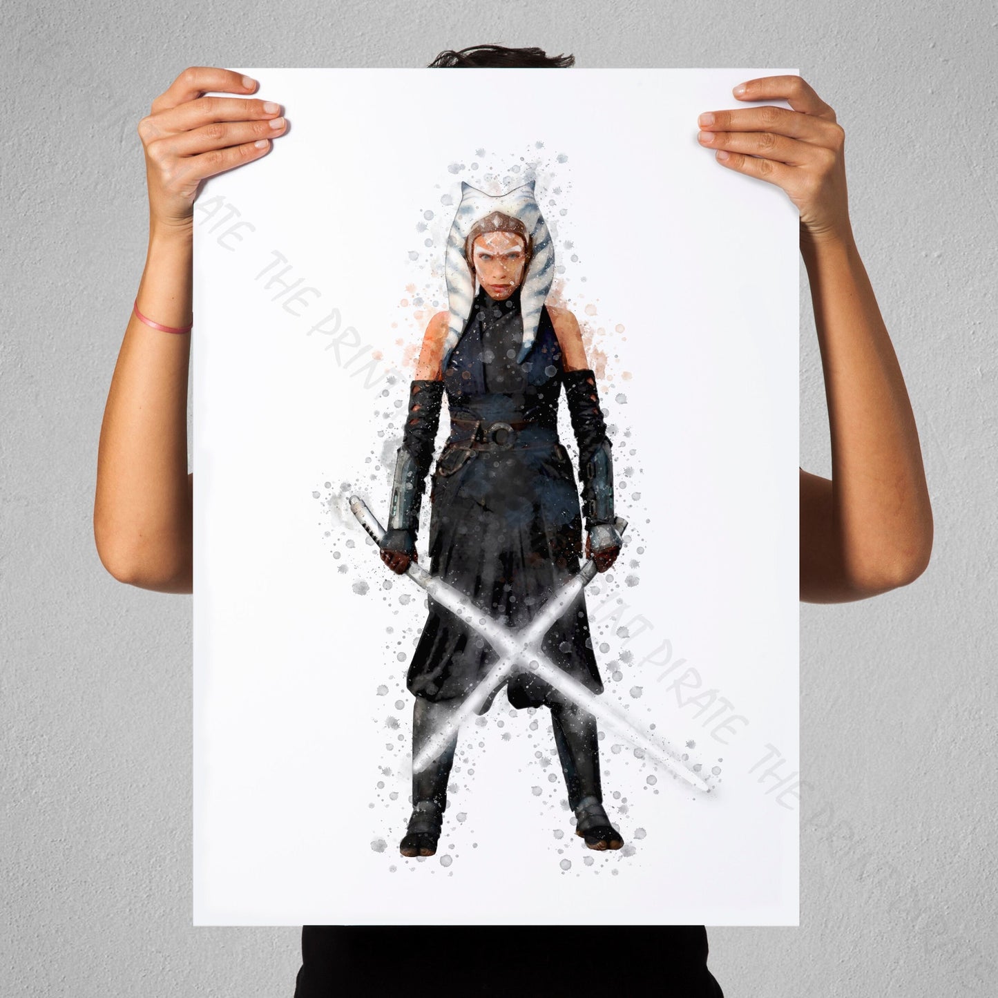 Star Wars 'AHSOKA TANO' Watercolour Splash Wall Art Print