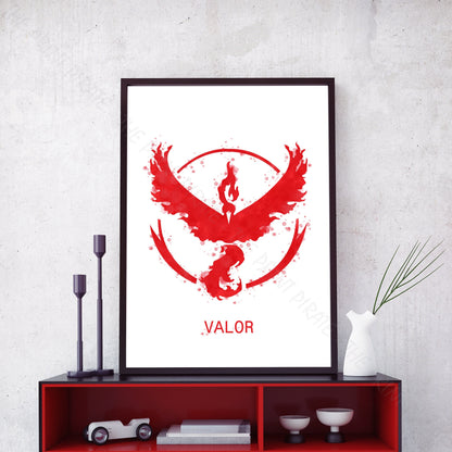 Pokemon 'TEAM VALOR' Watercolour Splash Wall Art Print