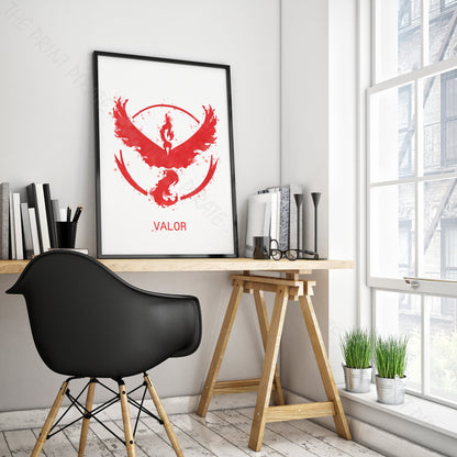 Pokemon 'TEAM VALOR' Watercolour Splash Wall Art Print