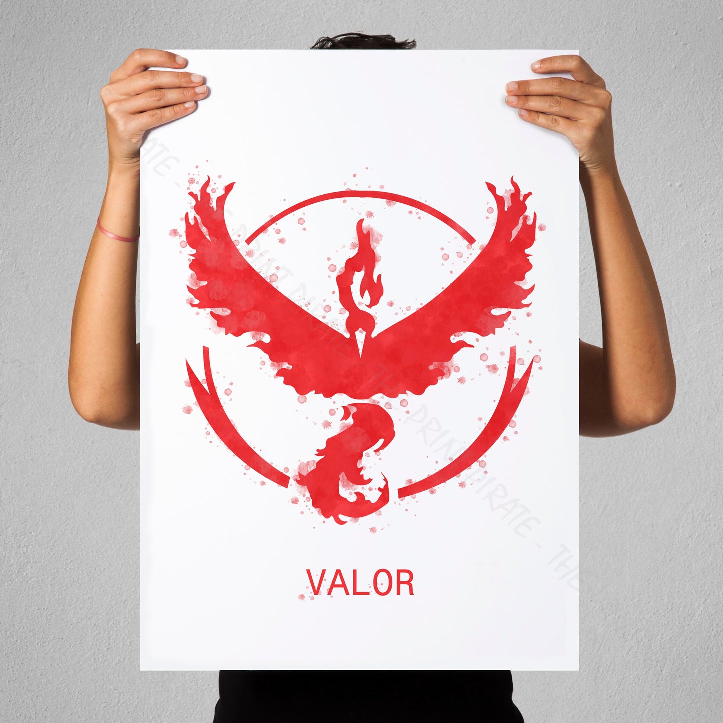 Pokemon 'TEAM VALOR' Watercolour Splash Wall Art Print