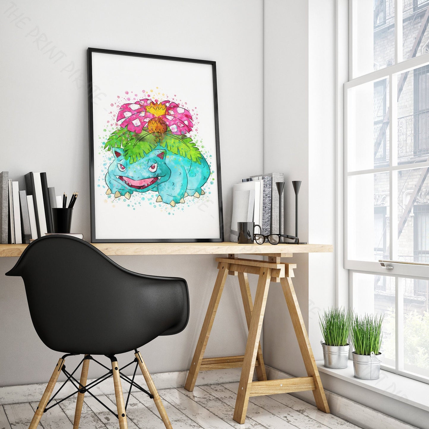 Pokemon 'VENASAUR' Watercolour Splash Wall Art Print