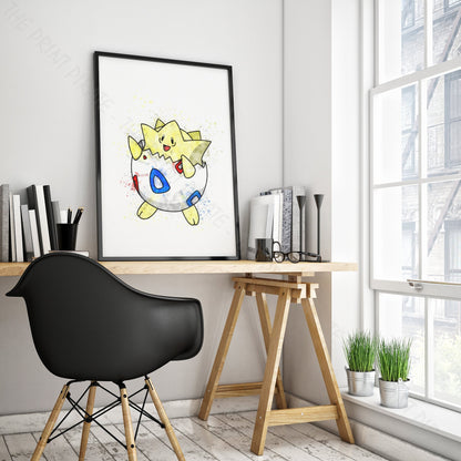 Pokemon 'TOGEPI' Watercolour Splash Wall Art Print