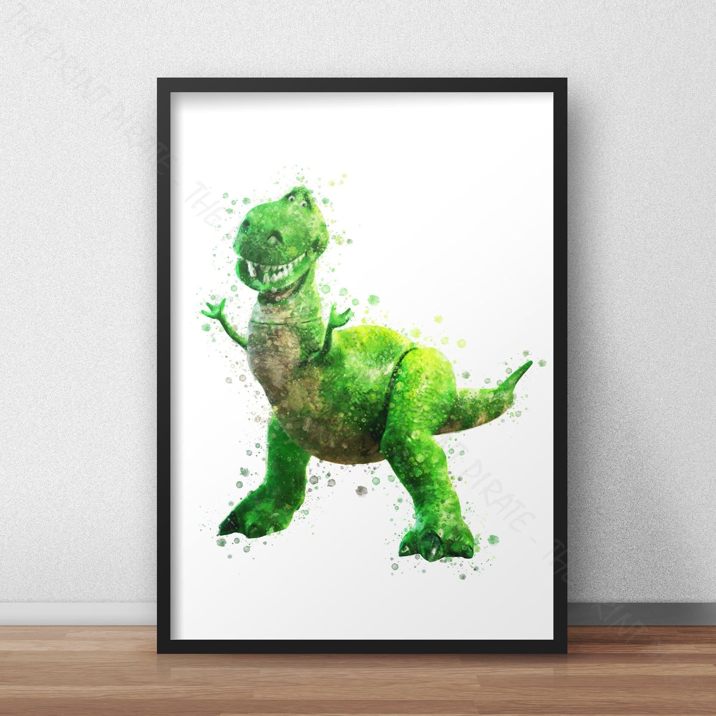 Disney Pixar 'REX' Toy Story Watercolour Splash Wall Art Print