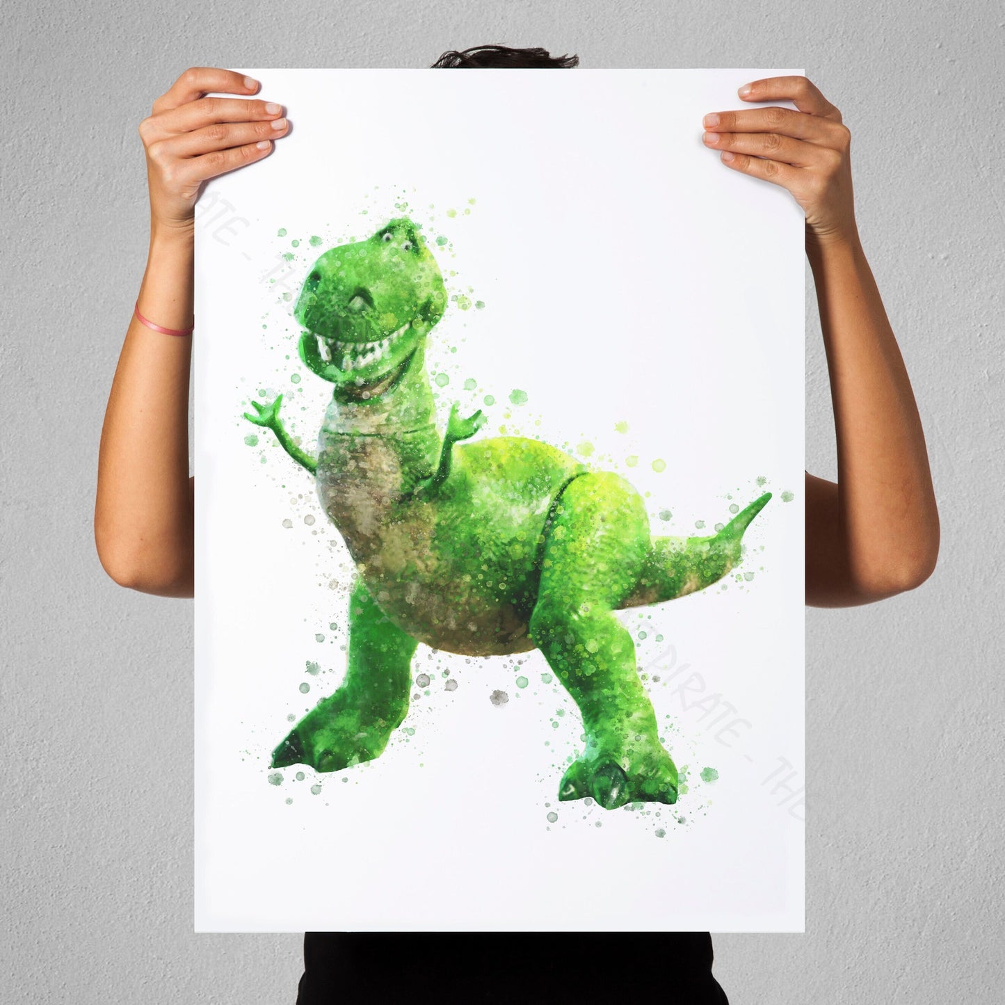 Disney Pixar 'REX' Toy Story Watercolour Splash Wall Art Print