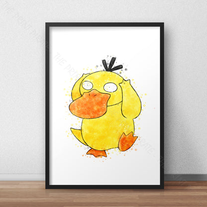 Pokemon 'PSYDUCK' Watercolour Splash Wall Art Print