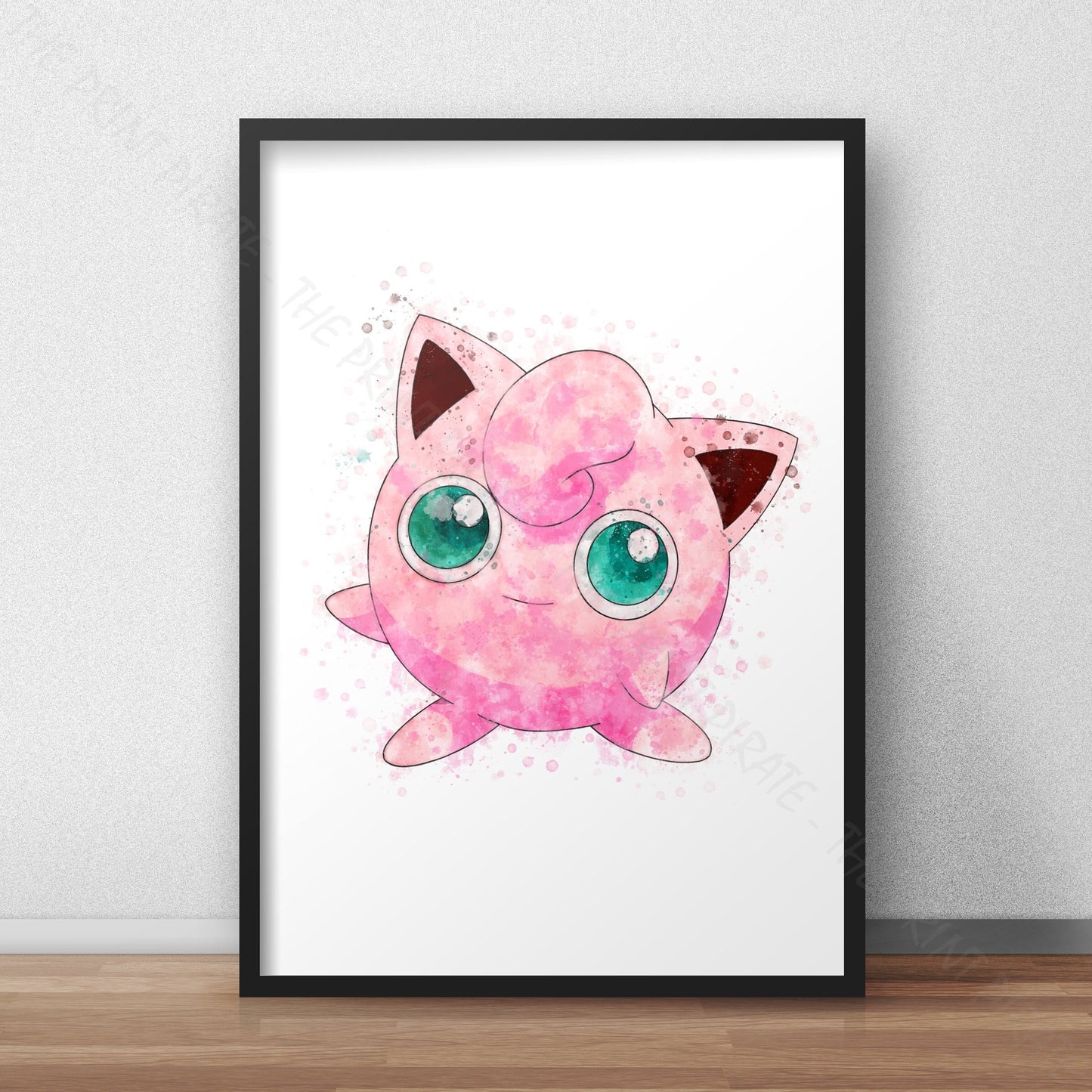 Pokemon 'JIGGLYPUFF' Watercolour Splash Wall Art Print