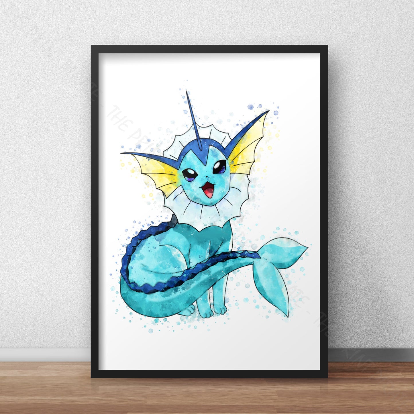 Pokemon 'VAPOREON' Watercolour Splash Wall Art Print