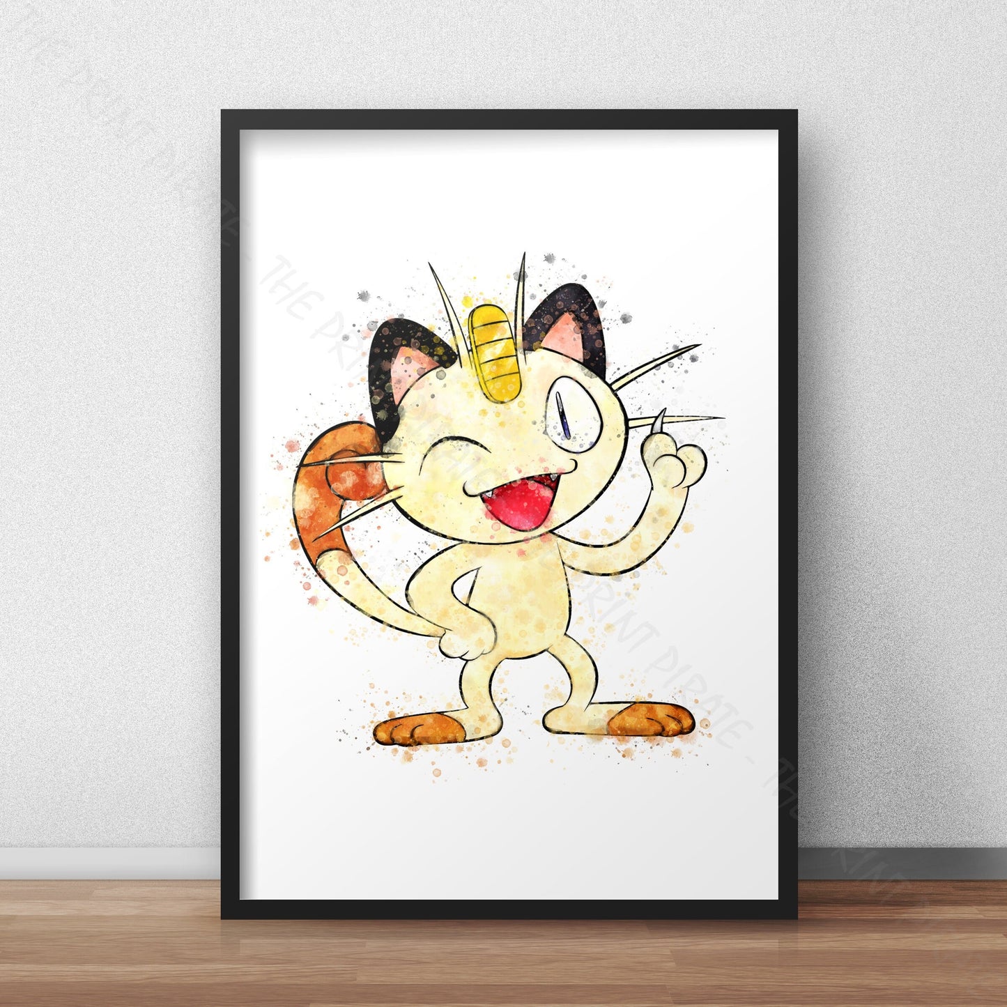 Pokemon 'MEOWTH' Watercolour Splash Wall Art Print