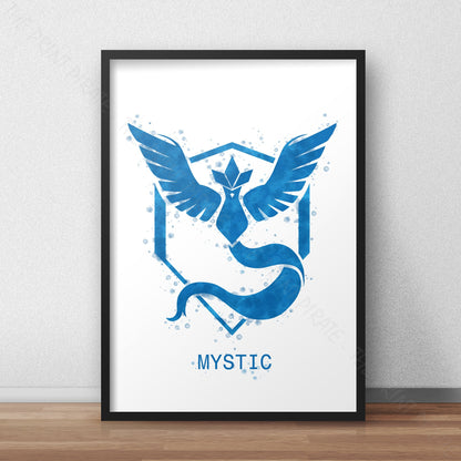 Pokemon 'TEAM MYSTIC' Watercolour Splash Wall Art Print