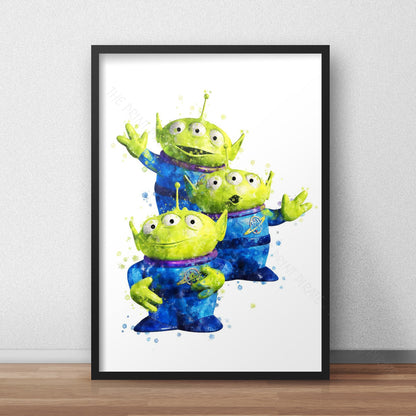 Disney Pixar 'ALIENS' Toy Story Watercolour Splash Wall Art Print