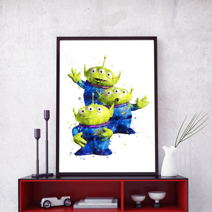 Disney Pixar 'ALIENS' Toy Story Watercolour Splash Wall Art Print