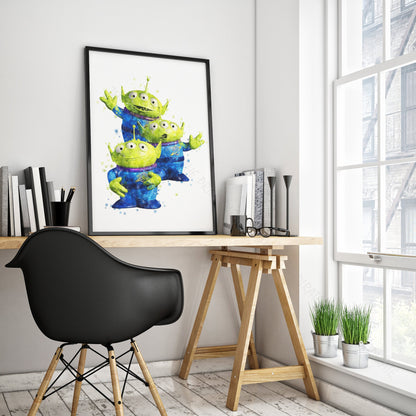 Disney Pixar 'ALIENS' Toy Story Watercolour Splash Wall Art Print