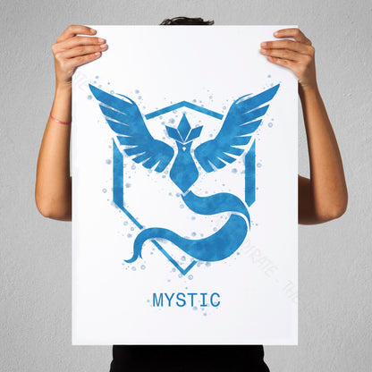 Pokemon 'TEAM MYSTIC' Watercolour Splash Wall Art Print