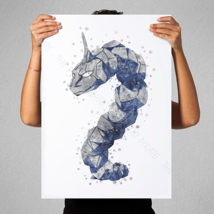 Pokemon 'ONIX' Watercolour Splash Wall Art Print