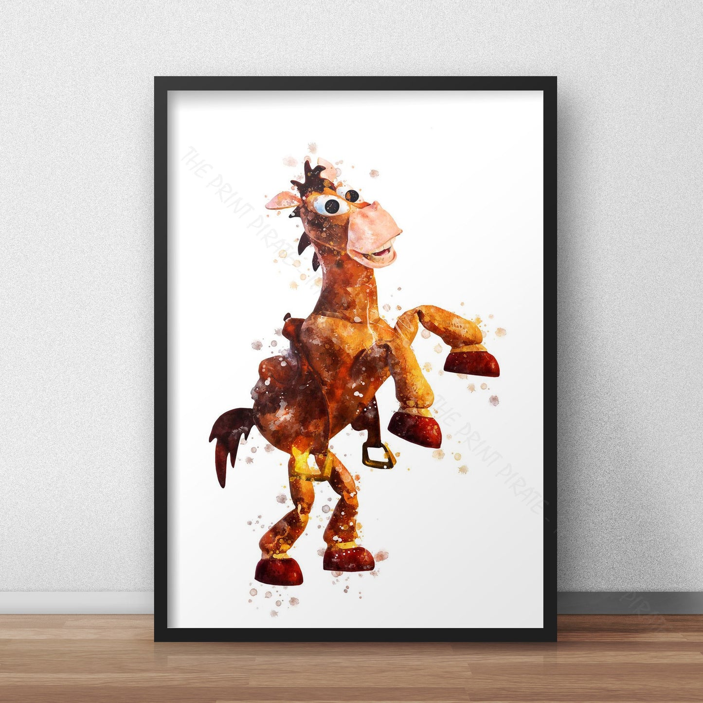 Disney Pixar 'BULLSEYE THE HORSE' Toy Story Watercolour Splash Wall Art Print