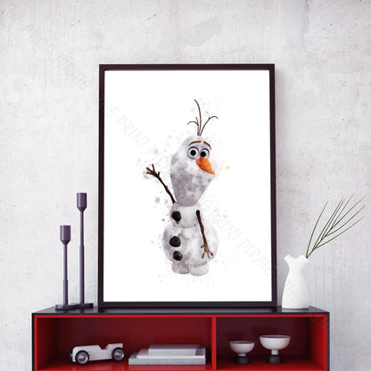 Disney 'OLAF' Frozen Watercolour Splash Wall Art Print