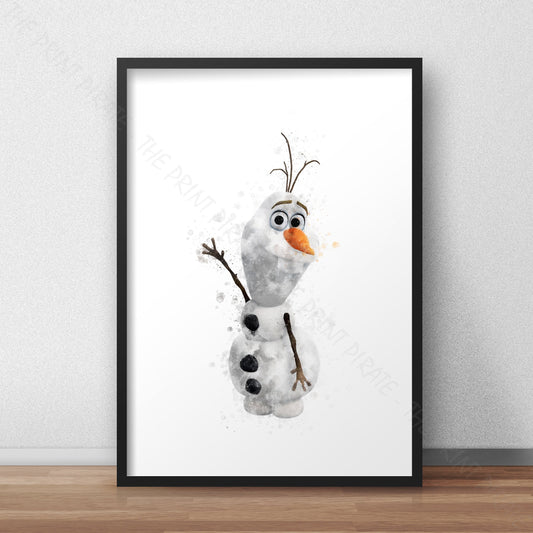 Disney 'OLAF' Frozen Watercolour Splash Wall Art Print