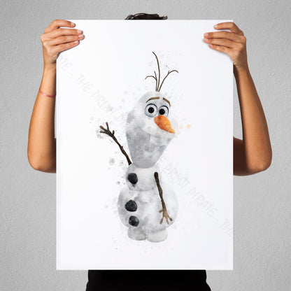 Disney 'OLAF' Frozen Watercolour Splash Wall Art Print